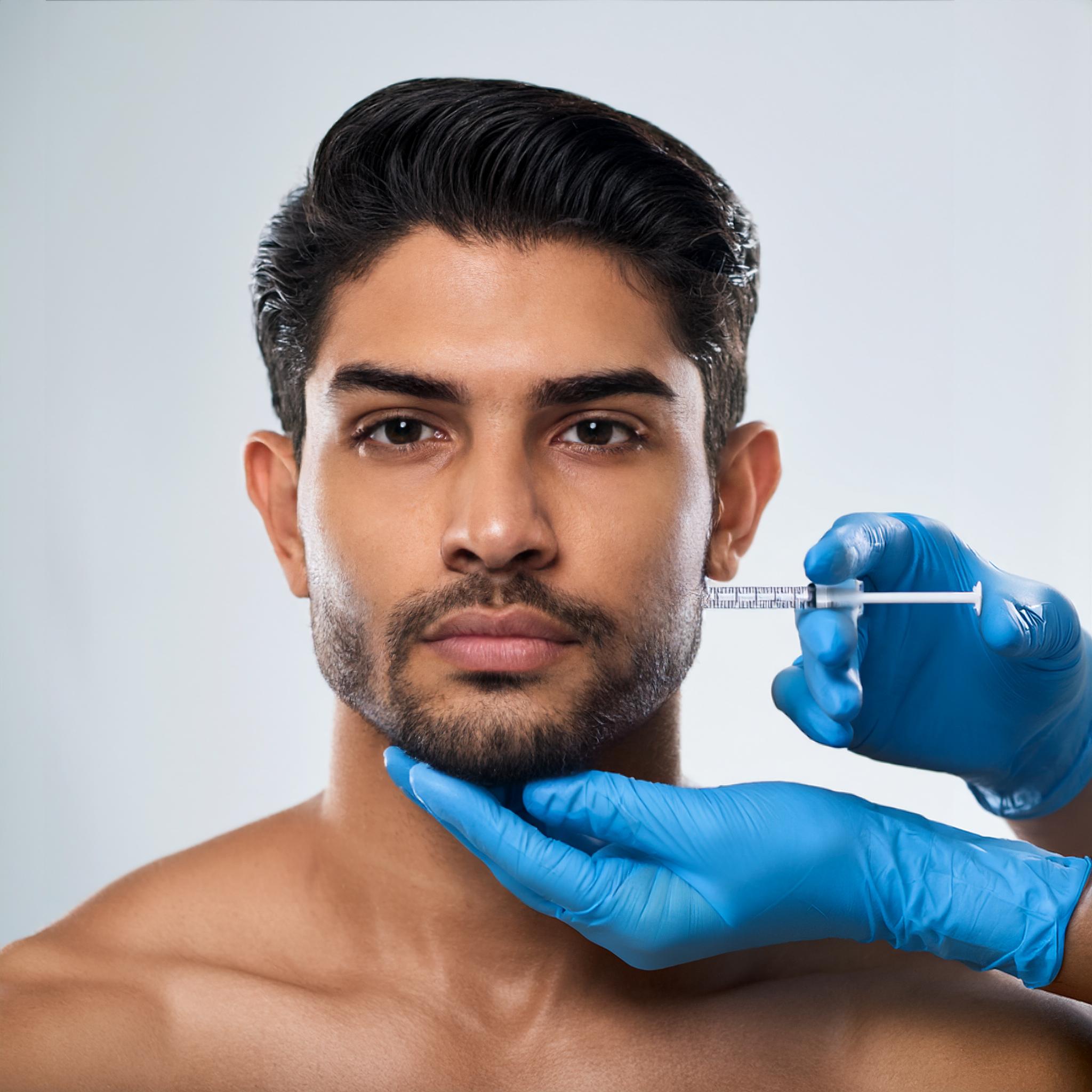 Man undergoing precise facial mapping injection at Elite MedAesthetic